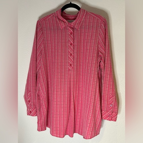 Christopher & Banks Tops - Christopher & Banks Pink Checkered Shirt Size Medium
